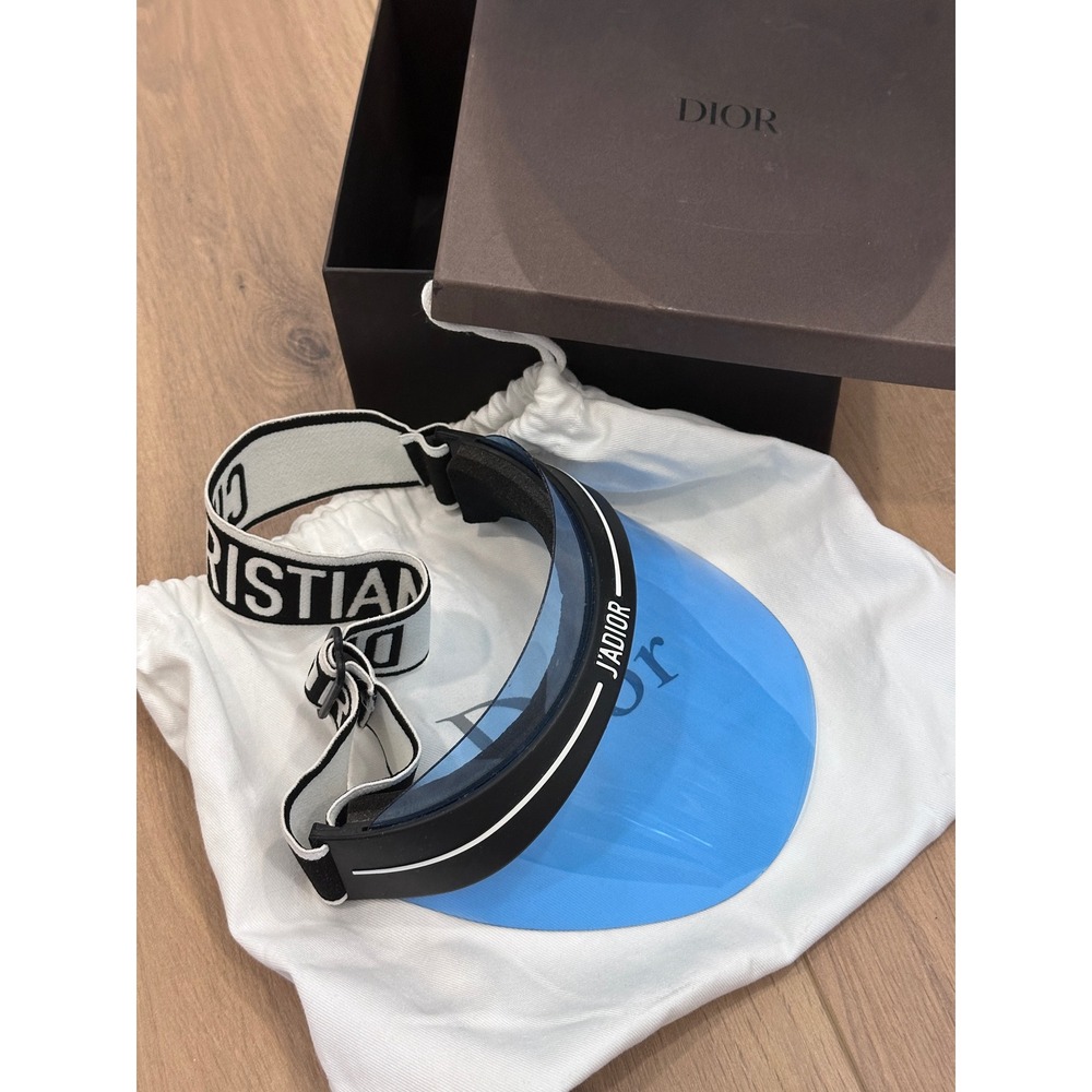 Christian Dior Club1 J'ADIOR Blue Visor Sunglasses Black White Logo Strap